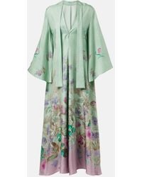 La DoubleJ - Magnifico Floral Silk Twill Maxi Dress - Lyst