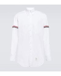 Thom Browne - Camisa de algodon con franjas de grogren - Lyst