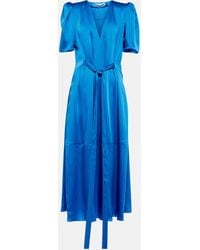 Stella McCartney Satin Belted Midi Dress - Blue