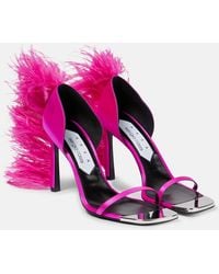 Area - X Sergio Rossi Amazon Feather-Trimmed Sandals - Lyst
