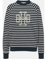 Tory Sport - Striped Cotton Terry Sweatshirt - Lyst