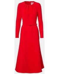 Carolina Herrera - Belted Crepe Midi Dress - Lyst