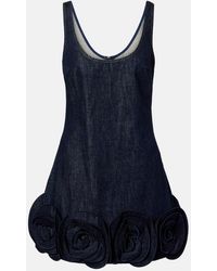 Self-Portrait - Floral-Applique Denim Minidress - Lyst
