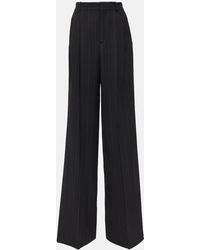 Saint Laurent - Chalk Stripe Wool-blend Wide-leg Pants - Lyst