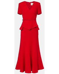 Roland Mouret - Draped Peplum Wool Midi Dress - Lyst