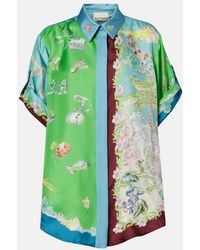 ALÉMAIS - Daria Printed Silk Satin Shirt - Lyst