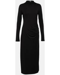 Vince - Ruched High-neck Jersey Midi Dress - Lyst