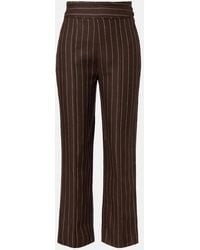 Posse - Thea Pinstripe High-Rise Linen Pants - Lyst