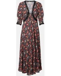 RIXO London - Amina Floral Crepe De Chine Midi Dress - Lyst
