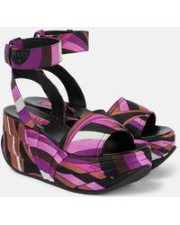 PUCCI - Ami Iride Satin Platform Sandals - Lyst