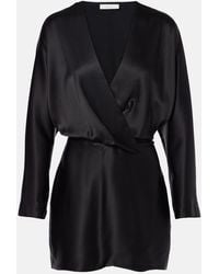 The Sei - Silk Satin Wrap Minidress - Lyst
