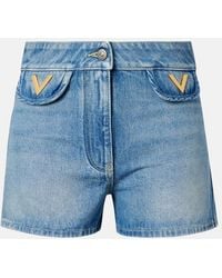 Valentino - Vgold Mid-Rise Denim Shorts - Lyst