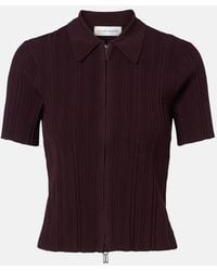 Victoria Beckham - Ribbed-Knit Zip-Up Top - Lyst