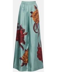 La DoubleJ - Floral Silk Palazzo Pants - Lyst