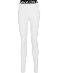 Dolce & Gabbana Logo High-rise Stretch-cotton leggings - White