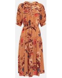 Ulla Johnson - Adette Printed Silk Crepe De Chine Midi Dress - Lyst