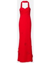 Self-Portrait - Floral-Applique Scarf-Detail Gown - Lyst