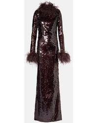 The New Arrivals Ilkyaz Ozel - Robe Longue Zouzou A Sequins Et Plumes - Lyst