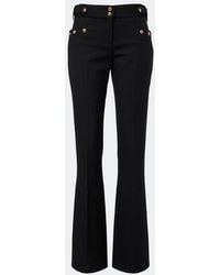 Balmain - Pantalones Rectos En Gabardina De Lana Virgen - Lyst