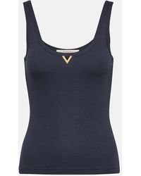 Valentino - Tank top de jersey de mezcla de algodon - Lyst