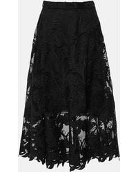 Oscar de la Renta - Floral Guipure Lace Midi Skirt - Lyst