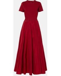 STAUD - Pleated Ponte And Grosgrain Maxi Dress - Lyst