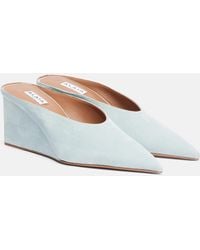 Alaïa - Cube 75 Suede Wedge Mules - Lyst