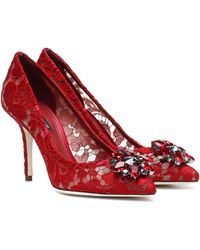 Dolce & Gabbana Verzierte Pumps Bellucci aus Spitze - Rot
