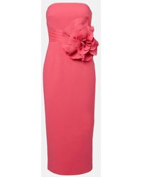 Rebecca Vallance - Floral-Applique Crepe Midi Dress - Lyst