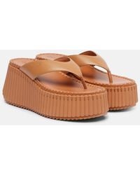 Chloé - Nama 80 Leather Platform Thong Sandals - Lyst
