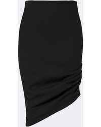 Carolina Herrera - Asymmetric Gathered Wool-Blend Midi Skirt - Lyst