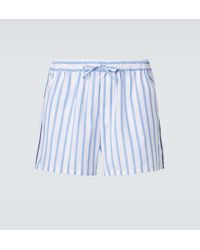 Dolce & Gabbana - Striped Cotton And Silk Poplin Shorts - Lyst