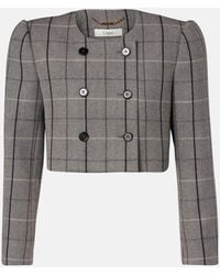 Chloé - Veste Raccourcie En Laine A Carreaux - Lyst