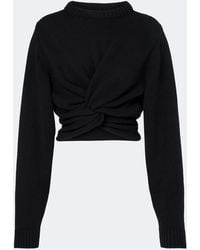 Balenciaga - Cropped Gathered Wool Sweater - Lyst