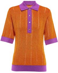 Dodo Bar Or Poloshirt Oran aus Metallic-Strick in Orange Damen Bekleidung Oberteile T-Shirts 