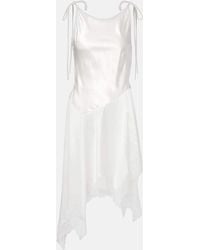 Acne Studios - Asymmetric Lace-Trimmed Satin Minidress - Lyst