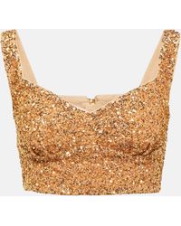 Self-Portrait - Sequined Cropped Top - Lyst