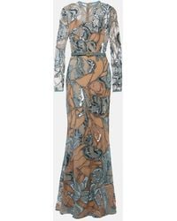 Elie Saab - Verzierte Robe Aus Einem Seidengemisch - Lyst