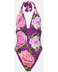 Dolce & Gabbana - Costume Intero Con Stampa Floreale - Lyst