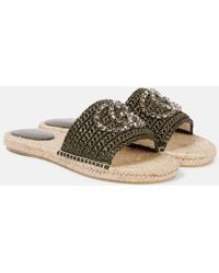 Gucci - Sandalias Gg De Rafia Adornadas - Lyst