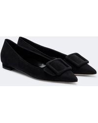 Manolo Blahnik - Maysale Suede Ballet Flats - Lyst