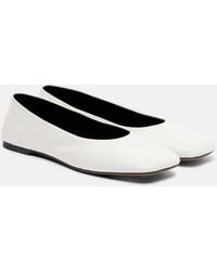 The Row - Square Leather Ballet Flats - Lyst