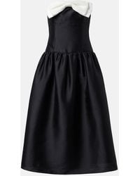 Self-Portrait - Bow-Detail Taffeta Midi Dress - Lyst