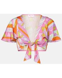 PUCCI - Angoli Jersey Satin Crop Top - Lyst