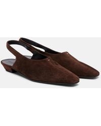 KHAITE - Cecilia Suede Slingback Flats - Lyst