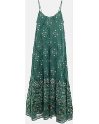 Juliet Dunn - Embellished Printed Cotton Midi Dress - Lyst