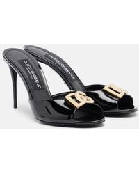 Dolce & Gabbana - Dg Patent Leather Mules - Lyst