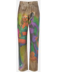Versace - Printed Straight Jeans - Lyst