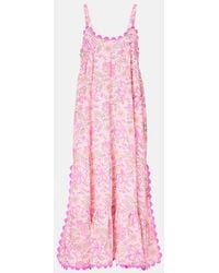 Juliet Dunn - Bedrucktes Maxikleid Aus Baumwolle - Lyst