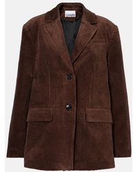 Ganni - Cotton Corduroy Blazer - Lyst